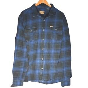 Orvis Big Bear Plaid Flannel Shirt Men's Size M Blue Black Outdoors Durability